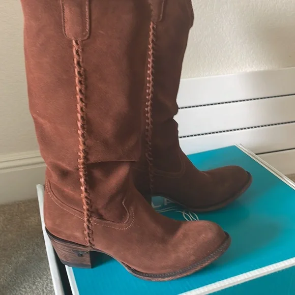 Lane “Plain Jane” Suede Boots in Cognac - Picture 6 of 13